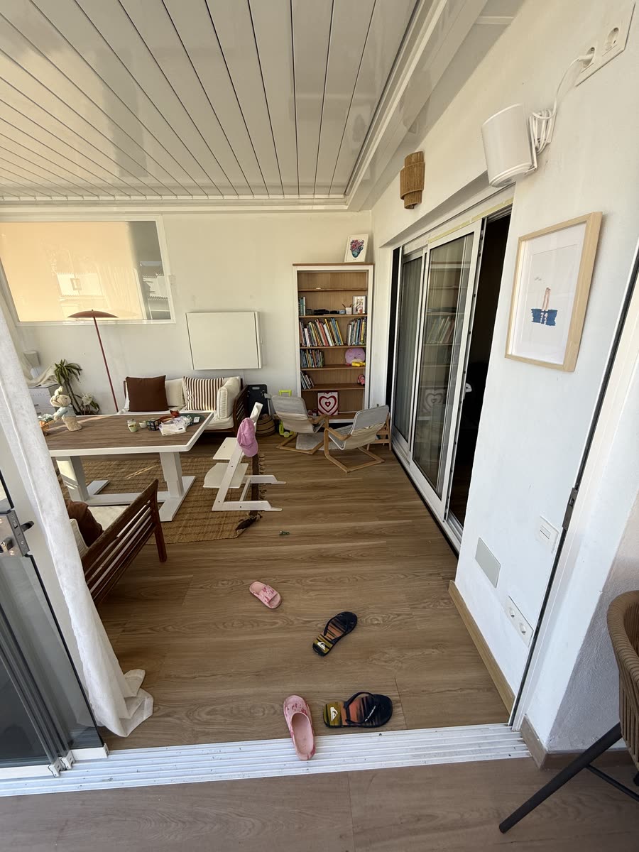Looking in from the glass doors