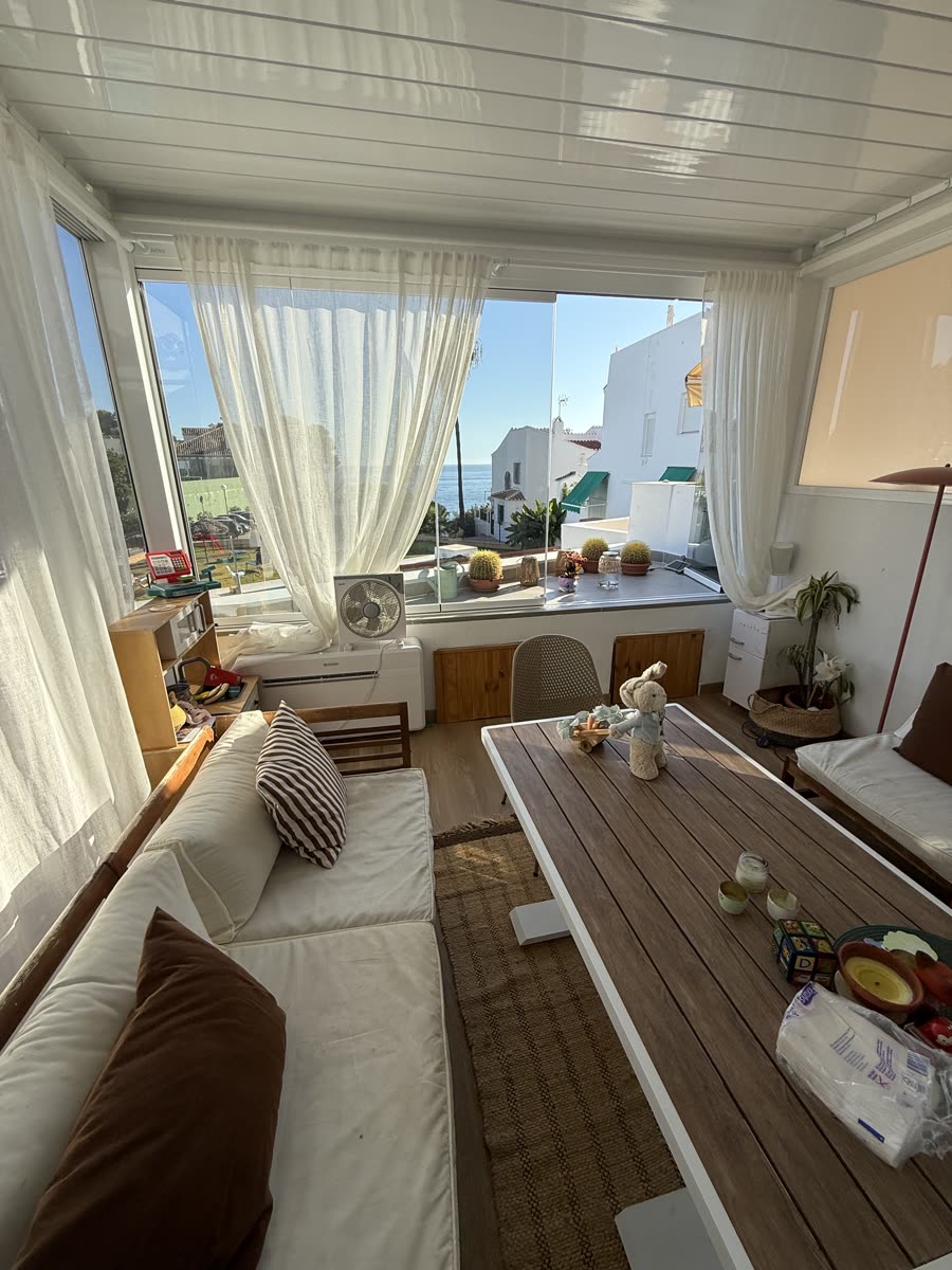 Looking past the daybed at the window